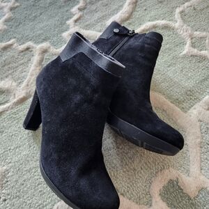 Geox Black Suede Ankle Booties